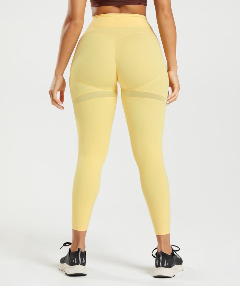 Women's Gymshark Whitney Mesh Leggings Yellow | CA 3N1A06